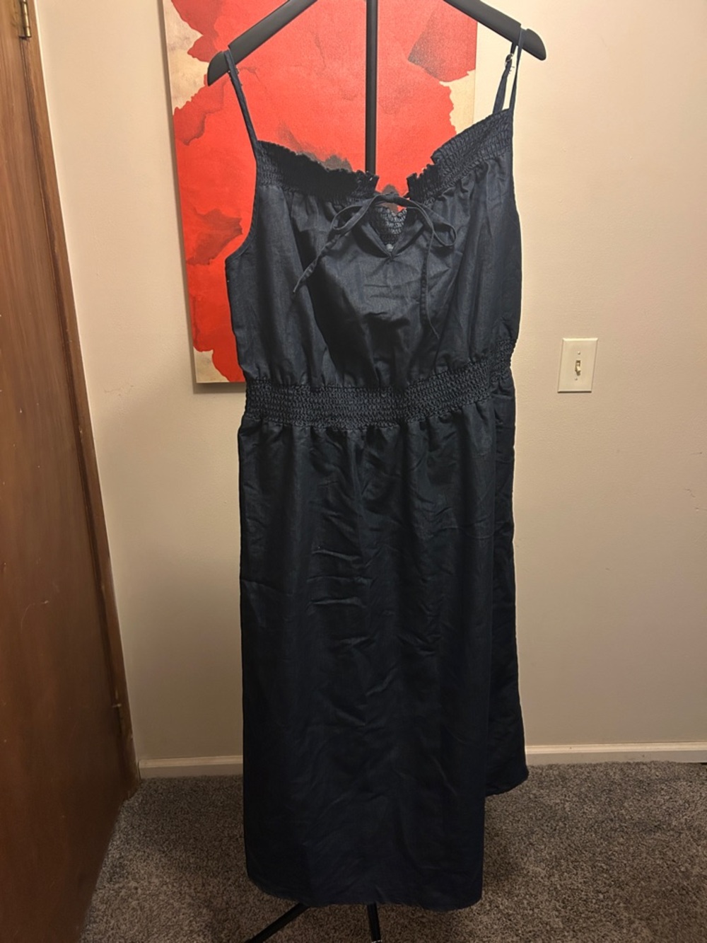 Eighty Eight Navy Smocked Waist Midi Sundress